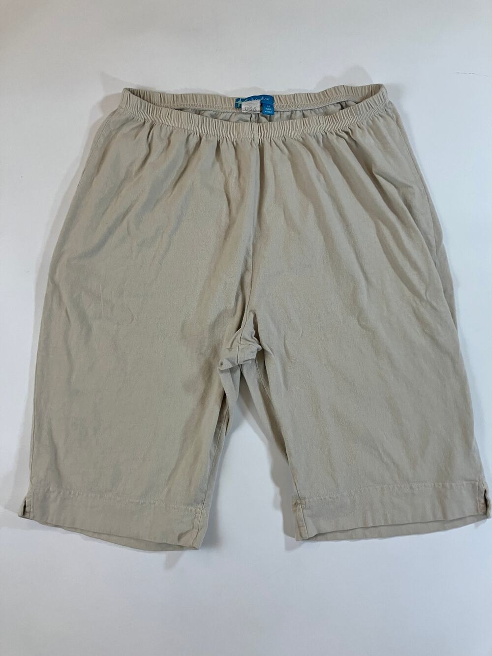 Fresh Produce Women XL Beige Bermuda Shorts Pull On Elastic Waist Made USA